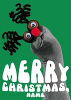 Sock Rudolph Personalised Christmas Card