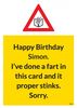 This Card Proper Stinks Funny Birthday Card BC1041