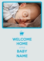 Welcome Home Boy Photo New Baby Card
