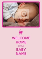 Welcome Home Girl Photo New Baby Card