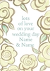 white roses personalised wedding card