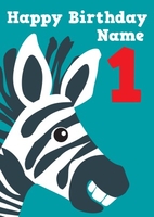 Zebra 1st Birthday Card