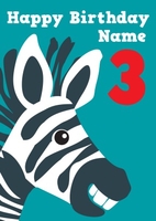 Zebra 3rd Birthday Card