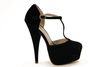 LOCO T-Bar Platform Going Out Shoes BLACK SUEDE