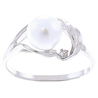 Pearl & Diamond Ring in Sterling Silver