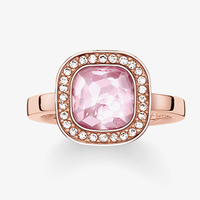 THOMAS SABO Rose Gold Plated Square Pink Cubic Zirconia Ring TR2029-633-9-54 (N)