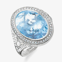 THOMAS SABO Silver Oval Blue Cubic Zirconia Ring TR2022-059-1-58 (Q 1/4)