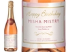 Personalised Sparkling Rose Wine Birthday Label in a Gold Gift Box