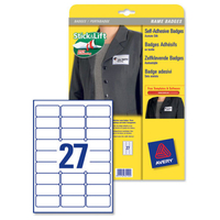 AVERY SELF ADHESIVE NAME BADGE 27TV WHT