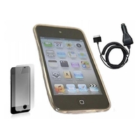 Black WAVE Case LCD Screen Protector Car Charger - Apple iPod Touch 4