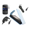 Blue Flip Case LCD Screen Protector Car Charger Mains Charger- BlackBerry 9700 Bold 9780 Onyx