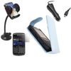 Blue Flip Case Screen Protector Car Charger In Car Holder - Blackberry 9700 Bold 9780 Onyx