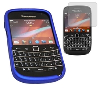 Blue Hybrid Case + Screen protector and Cleaning Cloth - BlackBerry 9900 Bold Touch