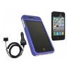 Blue Hybrid Case LCD Screen Protector Car Charger - Apple iPhone 4