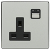 LightwaveRF Wireless Control Single Power Socket (1Gang, 13Amp) - Chrome