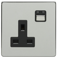 LightwaveRF Wireless Control Single Power Socket (1Gang, 13Amp) - Chrome