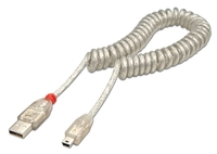 Lindy 2m Usb 20 Coiled Cable Type A To Mini B Transparent