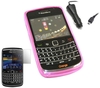 Pink Gel Case LCD Screen Protector Car Charger - BlackBerry 9700 Bold 9780 Onyx