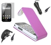 Purple Flip Case LCD Screen Protector Car Charger Mains Charger- Samsung S5830 Galaxy Ace