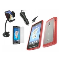 Red 2 Tone Elite Case LCD Guard Car Charger Car Holder - Sony Ericsson X10