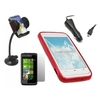 Red ProGel Case LCD Protector Car Charger Car Holder - HTC Trophy 7