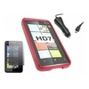 Red ProGel Case LCD Screen Protector Car Charger - HTC HD 7