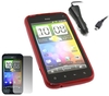 Red ProGel Case LCD Screen Protector Car Charger - HTC Incredible S