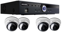 Securix SME4 D12 (500GB) CCTV Kit Comprising a 4 Channel DVR System with 4 x 420TVL Dome Cameras and Smartphone Access