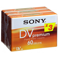 Sony 3DVM60PR DVM 60PR 60min MiniDV Premium Tape - 3 Pack