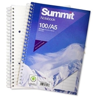 Summit H76013 Notebook Wirebound Ruled Punched Perforated Margin Pack Of 10