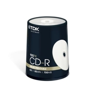 TDK 52x CD-R 700MB Inkjet Printable 100 Pack Spindle