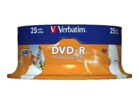 Verbatim 16x DVD-R 4.7GB Wide Inkjet Printable AZO 25 Pack Spindle
