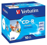 Verbatim 52x CD-R 700MB Inkjet Printable 10 Pack Jewel Case