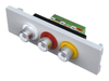 VISION TECHCONNECT V2 MODULE 3-PHONO This 3-phono has interchangeable coloured rings to denote yellow / red / white (for composite video and audio),  or red / green / blue (for component video). Also known as a Cinch or RCA connector.