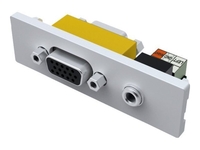VISION TECHCONNECT V2 MODULE VGA-F AND MINIJACK Female 15-pin D-sub connector for PC output,  with a 3.5mm Minijack socket for stereo audio. Not labeled. Female D-Sub (VGA connector) on PCB instead of phoenix connector