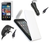White Flip Case LCD Screen Protector Car Charger Mains Charger- Samsung i9100 Galaxy S II S2
