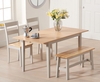 Chiltern 120cm Extending Grey And Oak Table With Chiltern Chairs and Bench - Oak and Grey,  2 Chairs