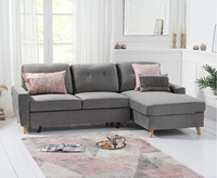 Ex-display Constance Double Sofa Bed Right Facing Chaise in Grey Velvet