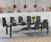 Ex-display Joseph Extending Dark Grey High Gloss Dining Table with 4 GREY Calgary Chairs