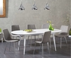 Ex-display Olivia Extending White High Gloss Dining Table with 4 LIGHT GREY Helsinki Fabric Chairs