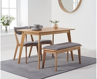 Ex-display Sacha Extending Dining Table with TWO Sacha Cushion Seat Chairs and ONE Sacha Bench