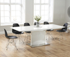 Hailey 160cm White High Gloss Extending Dining Table with Charles Eames Style DSR Eiffel Chairs