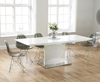 Hailey 160cm White High Gloss Extending Dining Table with Charles Eames Style DSR Eiffel Transparent Chairs