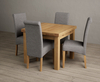 Hampshire 90cm Solid Oak Extending Dining Table With 4 Charcoal Grey Scroll Back Chairs