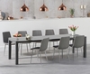 Joseph Extending Dark Grey High Gloss Dining Table with Helsinki Fabric Chrome Chairs - Grey,  6 Chairs