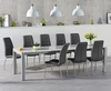 Joseph Extending Light Grey High Gloss Dining Table With 10 Cream Calgary Chairs