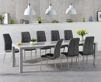 Joseph Extending Light Grey High Gloss Dining Table With 6 Cream Calgary Chairs
