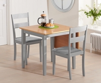 Manhattan 75cm Extending Oak and Grey Table With Chiltern Chairs with Fabric Seats - Grey,  2 Chairs