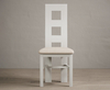 Painted Signal White Flow Back Dining Chairs with Linen Fabric Seat Pad