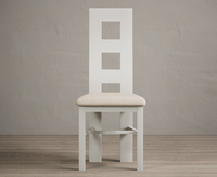 Painted Signal White Flow Back Dining Chairs with Linen Fabric Seat Pad